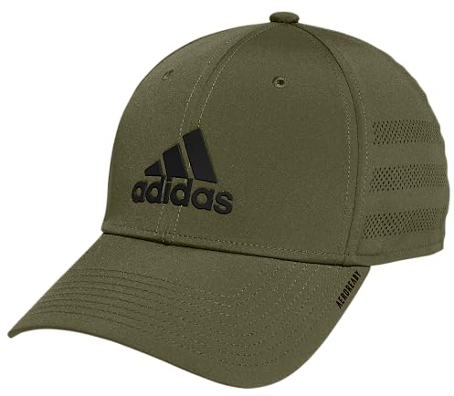 adidas Herren Gameday 3 Strukturierte Stretch Fit Cap, Focus Olivgrün/Schwarz, S/M