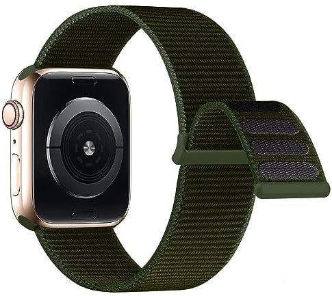 Lobnhot Cinturino in nylon compatibile con Apple Watch, 44 mm, 42 mm, 45 mm, cinturino sportivo regolabile compatibile con iWatch Series 7 SE 6 5 4 3 2 1 (42/44/45 mm, Cargo Kaki)