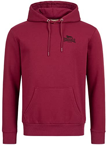 Lonsdale Herren Kapuzensweatshirt TALMINE Normale Passform, Oxblood/Black, 3XL