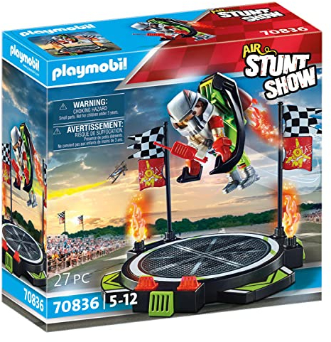 PLAYMOBIL Air Stuntshow 70836 Stuntman con Jetpack, Pilota Giocattolo con Piattaforma, Giocattoli per Bambini dai 5 Anni