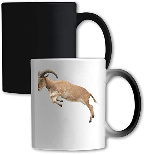 Aoudad Barbary Sheep Jumping Horns Farbwechsel-Becher Weiß One Size