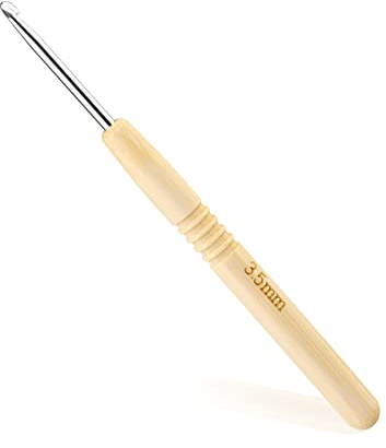 3,5 mm Häkelnadel, ergonomischer Griff für arthritische Hände, Holzgriff häkeln extra leichte Stricknadeln für Anfänger und Häkelgarn (3,5 mm)