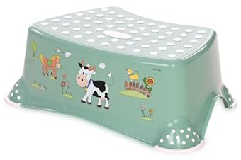 Lorelli Badhocker Funny Farm, einstufiger Tritthocker, rutschfest, Gummi-Noppen, Farbe:grün
