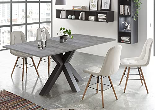58 aufm Kessel Esstisch ausziehbar Ela 1 140 x 90 x 75 Esszimmertisch Graphit/Beton 13503-140