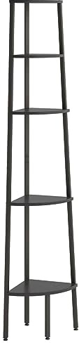 vidaXL Eckregal mit 5 Ablagen Schwarz 45,5x31,5x180 cm, Standregal, Regal, Lagerregal, Bücherregal, Aufbewahrungsregal, Eck-Bücherregal