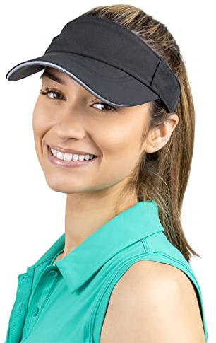 TrailHeads Visor Cap Damen - Sonnenschild Damen zum Laufen, Golf und Tennis – Recyceltes Tennis Cap Damen - Schwarz