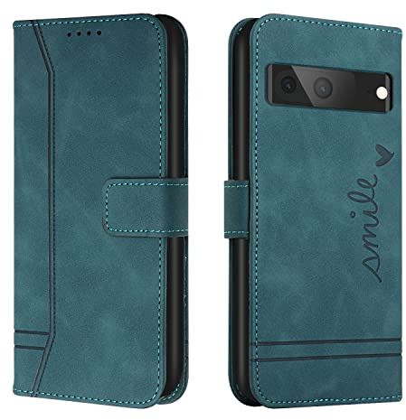 Trugox Handyhülle für Google Pixel 7 5G Hülle Klappbar Klapphülle mit Kartenfach Handytasche Handy Schutzhülle Tasche Leder Wallet Flip Case Slim Book Cover - Teal Green