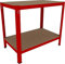 Banco Tavolo Da Lavoro Senza Bulloni In Acciaio Metallo MDF Portata Fino 550 Kg 2 Ripiani Regolabili Ideale Per Garage Officina Cantina Capannone Magazzino Design Modulare 90 x 100 x 60 cm (Red)