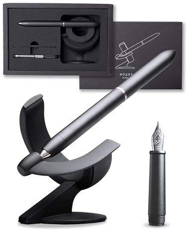 novium Hoverpen Future - Schwebende Füllfeder, Deep Black | Futuristisches Design mit magnetischer Schwebetechnik, nachfüllbare Füllfeder, Schreibtisch-Setup