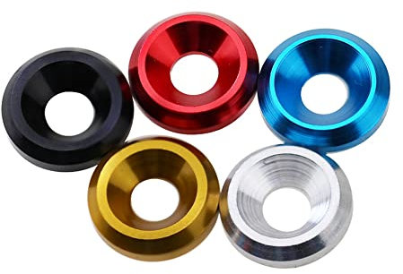 5 pezzi M8×24mm×5mm Rosso Rondella conica concava controforata conica della testa svasata della guarnizione dell'occhio del pesce della lega di alluminio