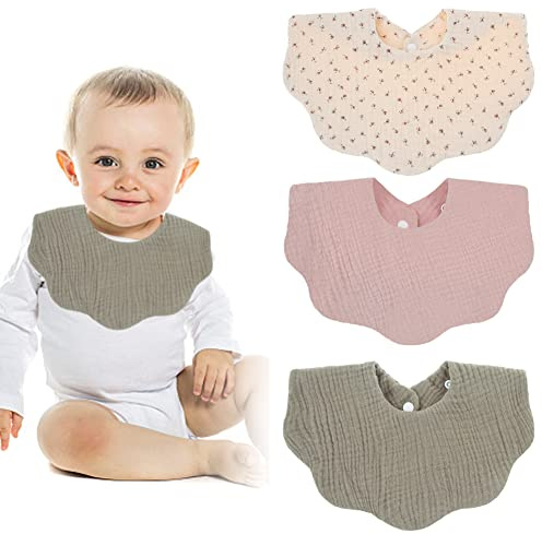 Katutude Lätzchen Baby 3 Pieces, Weiche Absorbierende Musselin Halstücher, Spucktücher Baby Baumwolle, Lätzchen Baby für Jungen, Mädchen Neugeboren