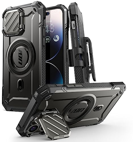 SUPCASE UB Mag XT Heavy Duty Full Body Case with Built in Kickstand and Belt Clip for iPhone 14 Pro Max/iPhone 13 Pro Max with Camera Protector, Compatible with MagSafe (Black)