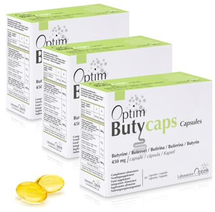 PACK 4 Boxen – Optim Butyrate 90 Kapseln | Buttersäure – Butyrat | Transit, Kolon & Darmflora | Nahrungsergänzungsmittel mit Butyratquelle