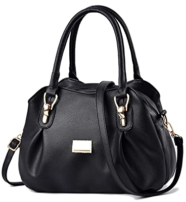 NICOLE & DORIS Frauen Tasche Elegante Handtaschen Damen Designer Shopper Schultertaschen PU Leder Henkeltasche Umhängetasche Mode Satchel Handtasche mit Vielen Fächern Schwarz