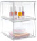 Hniuyun 2 Pack Stackable Makeup Organizer Drawers, Clear Acrylic Storage Box with Handles for Bathroom Vanity Countertop Kitchen Cabinet Undersink, and Pantry Organization