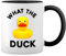 What The Duck Inspired Goose New Trend Fun Lustig Weiße Tasse Mug mit schwarzen Felgen & Griff