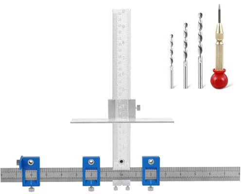 Metal Cabinet Hardware Jig, Punch Locator Drill Guide,Wood Drilling Dowelling Guide for Installation of Handles Knobs on Doors and Drawer, Cabinet Template Tool for Handles and Pulls