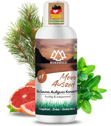 NORDHOLZ® Saunaaufguss BIO [NATURREINE ÄTHERISCHE BIO-ÖLE] Sauna Aufgussmittel #1 100ml - Sauna Aufguss Zubehör