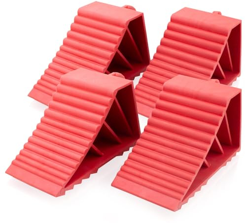 BITUXX 2 Paar Gummi Radkeile Unterlegkeile Bremskeile Radvorleger Anhängerkeile für KFZ Auto Anhänger Wohnmobile (2 Paar)