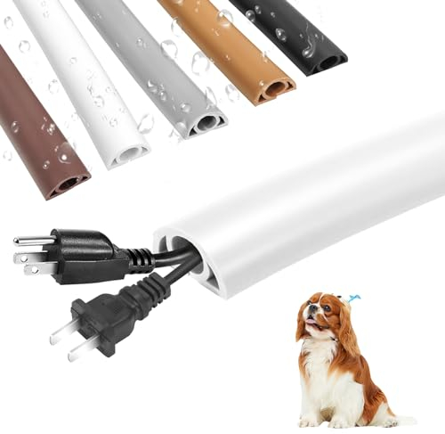 Kabelkanal Selbstklebend weiß Premium Kabelkanal Flexibler Kabelführung für Haus Büro und Schule Geruchsfrei und Beißfest Universaler Boden Outdoor Innenbereich Kabelkanal (Weiss, 3m)