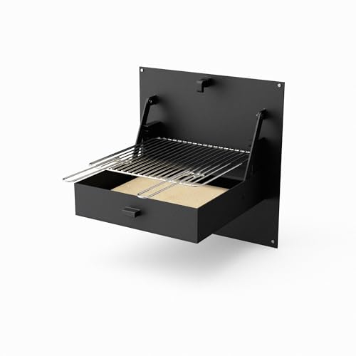 TUOZI - Barbacoa de Obra para Leña y Carbón Modelo PARED iBBQ (Negro - 58,5 x 57 x 11 cm) REF: 4200 - Uso en Exteriores
