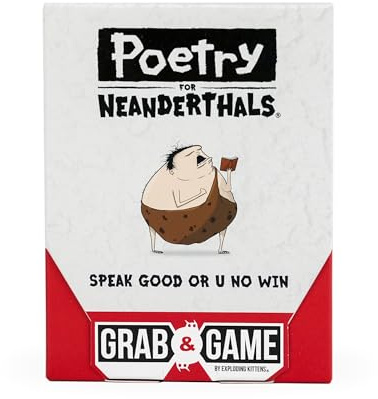 Exploding Kittens Poetry for Neanderthals Grab & Game 2+ Players - Ages 7+ - 10 Minutes to Play - Travel Sized Word Guessing Game - Party Game, Family Game Night, Kid and Adult Card Game