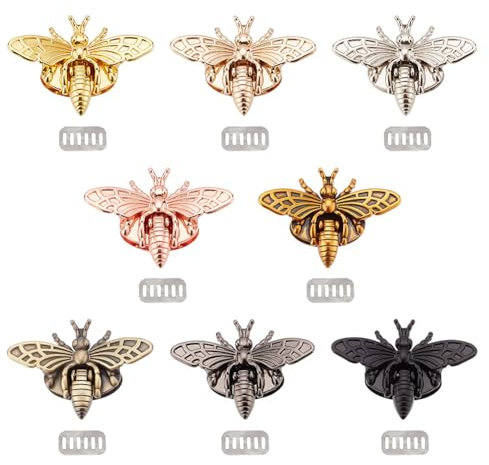 GOMAKERER 8 Pcs 8 Colors Bee Shape Turn Lock Clasps, Alloy Lock Clutch Closure Purse Twist Lock Turn Locks Clips Handbag Twist Lock Fasteners for DIY Bag Handbag Craft Project