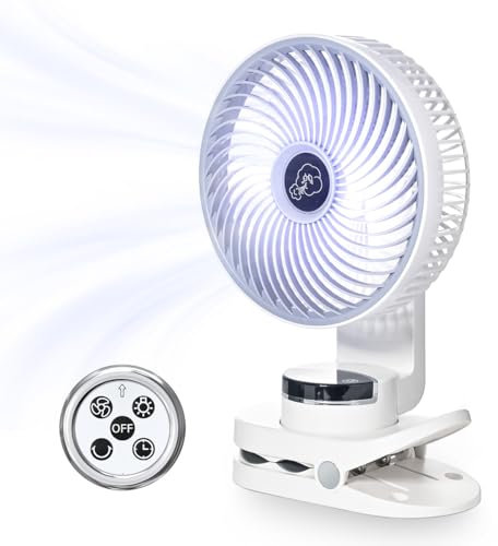 Onnilife 10000mAh Mini USB Clip Ventilator mit akku,3 in 1 Clip Fan Tischventilator mit Led Anzeige, 360°Drehung, tischventilator sehr leise für Schlafzimme Büro Ausflüge Auto Camping Zuhause