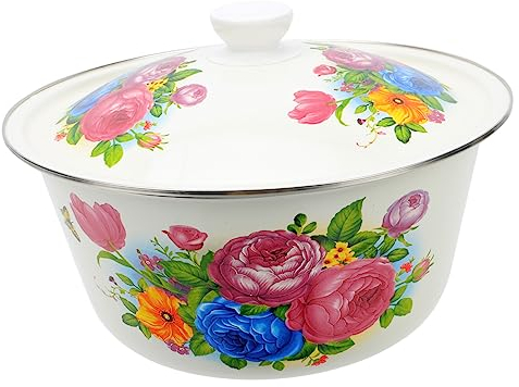 LABRIMP Ciotola Smalto Con Coperchio Per Zuppa Design Elegante e Resistente Per Cucina e Ristorazione Materiale e Sicuro