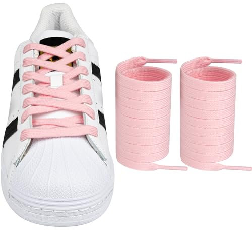 Endoto Lacci per Adidas Superstars Grand Court scarpe da ginnastica, Stringhe Laccio di Ricambio larghi piatti Shoelaces Laces (Rosa, 55 pollici)