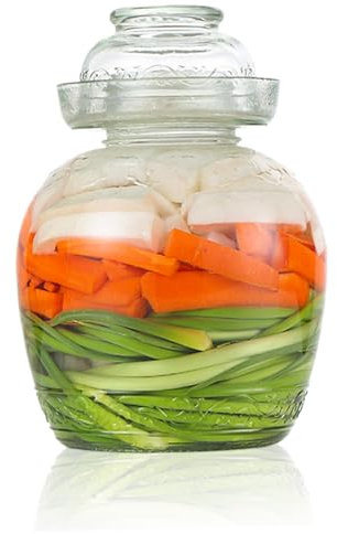 2,5 L Pickle Container Fermentation Jar Conteneurs Kimchi traditionnels avec bouchon de bol Pot en verre transparent avec un kit de fermentation de couvercle pour Pickling Kimchi Sauerkraut, Cickle