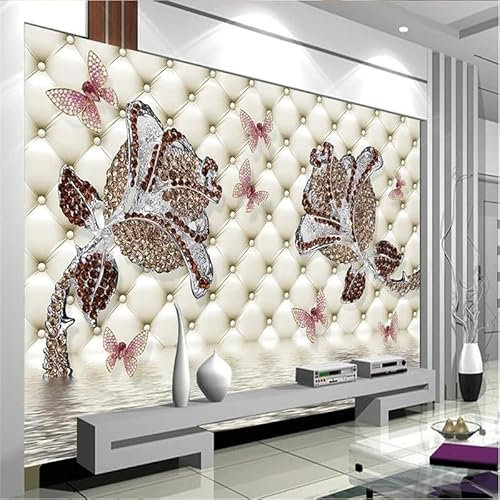 ZEZILE Benutzerdefinierte Tapete 3D Diamanten Rosen In Schmuck Tapete 3D Tapeten Wohnkultur