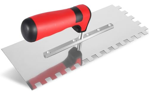AOZBZ Frattone Dentato da 10 mm, Frattone per Lisciare in Acciaio Inox, (280 x 107 mm) Frattone Professionale in Acciaio Inox, Spatola Dentata per la Posa di Piastrelle, Impugnatura Ergonomica