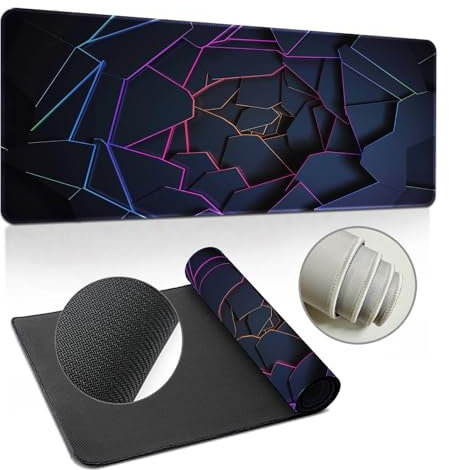 Hixingo XXL/XL Mauspad, 3D Riss Gaming Mauspad mit Anti-Rutsch Gummiboden, Vernähte Kanten, für Büro und Zuhause (1000x500x3mm, Bunt)