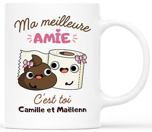 𝗖𝗔𝗗𝗘𝗔𝗨 𝗣𝗟𝗨𝗦 Mug Personnalisé Prénom - Ma Meilleure Amie C'est Toi - Cadeau BFF, Cadeau Personnalisé Meilleure Amie, Tasse Personnalisable Meilleure Amie, Tasse Personnalisable Amitie