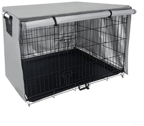 Hundekäfig-Abdeckung für große Hundekäfige, 210D Outdoor-Oxford-Tuch, Haustierkäfigabdeckung, für Drahtkäfige, multifunktionale Schutzhülle (grau, 124,5 x 79 cm)