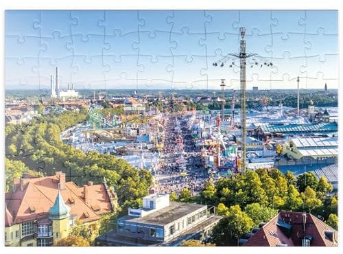 MyPuzzle Blick auf das Oktoberfest in München, Theresienwiese, Bayern - Premium 100 Teile Puzzle - MyPuzzle Sonderkollektion von Starnberger Spiele