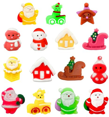 15 pezzi Mochi Squishy Giocattoli, Mini Kawaii Moji Squishies, Natale Party bomboniere per bambini, simpatico giocattolo da spremere per calze, calendario dell'Avvento