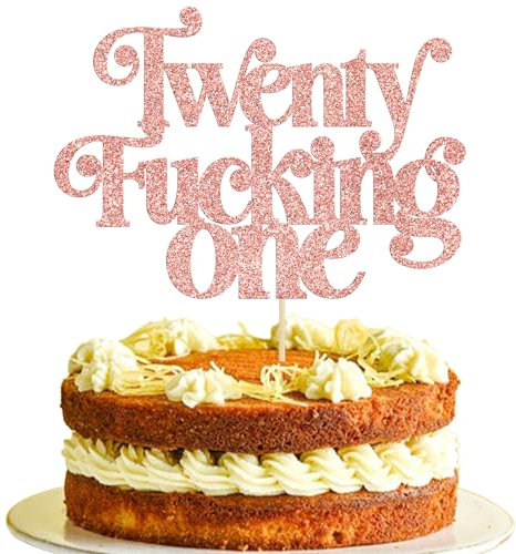 Ephlyn 1Pc Happy 21st Birthday Cake Topper Glitter Twenty One Cake Pick Finally 21 Cheers to 21 Years Cake Decoration for 21st Birthday Anniversary Party Cake Decorations Supplies Rose Gold