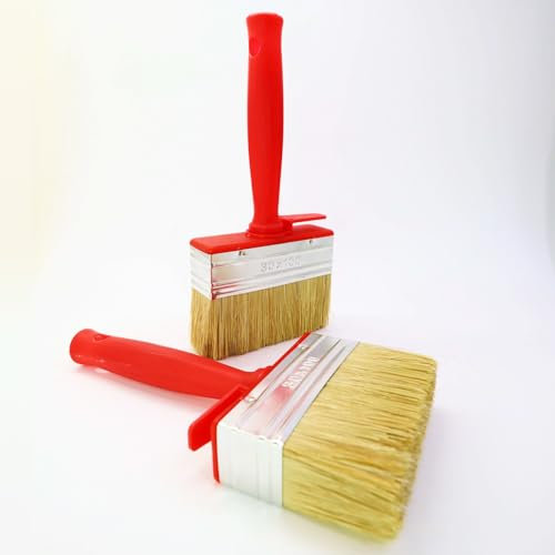 2 PCS Pennello Pittura Muro, Pennellessa Professionale di Dimensione 100mm x 30mm con Altezza del Pelo di 55mm, Ideale per Vernici e Lasure su Superfici Grandi