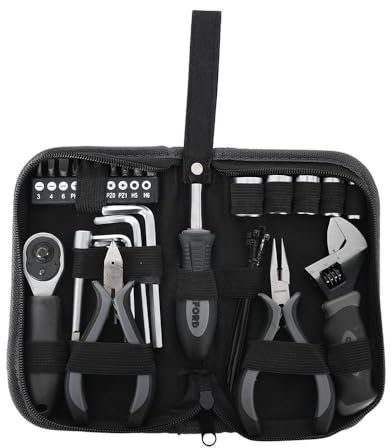 Oxford Premium Biker Tool Kit | 28 Piece Tools Set Ideal for Motorcycle, Motorbike, Scooter | Under Seat Compact Storage Case | Black