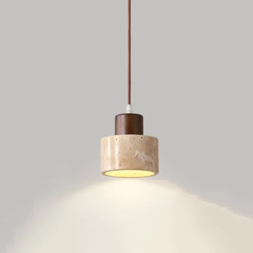 LLXDFUU Lampada a sospensione in pietra giapponese nordica Lampada a sospensione per camera da letto piccola con forma cilindrica Mini lampada a sospensione in travertino Boho per cucina Lampadario pe