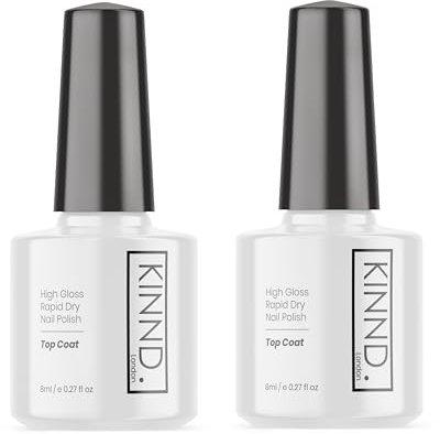 Quick Dry Nail Polish | Top Coat, 2 x 8ml (16ml) | 12 Free Nail Varnish, Cruelty Free, Vegan, Made in UK