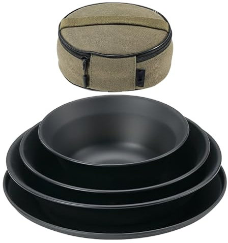 Vaisselle De Camping | Service De Table En Acier Inoxydable Pour Randonnée - Couverts Empilables Résistants À La Chaleur Avec Revêtement Titane - Idéal Couple, Famille Et Camping-Car
