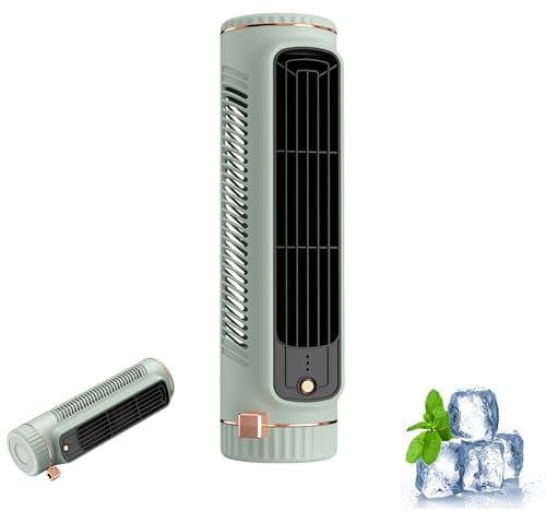 UOEONR Ventilateur Tour, Ventilateurs de Table,Ventilateur Tour Portable Léger De, Ventilateur Silencieux 25 dB,3 Vitesses, Ventilateur Oscillant pour Chambre à Coucher, Bureau, Camping-Car (vert)