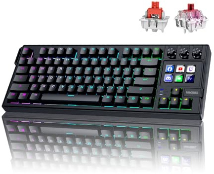 MMOBIEL Tastiera Meccanica per Stream Deck Tastiera QWERTY Hot-Swappable con Retroilluminazione RGB, 6 Tasti Macro LCD Programmabili e 3 Manopole per OBS, Streaming, Editing – per Windows/macOS