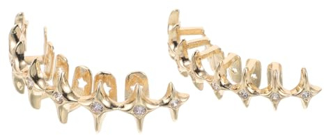 AKOOSY Hip Hop Gold Zähne Grill mit Stern Edelstein Design Bequeme Passform Einfache Installation Auffälliges Rapper Kostümzubehör für Männer und Frauen Modische Mundschmuck Verkleidung