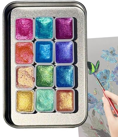 Jlkegfdf Vernice ad glitterata, 12 colori, forniture artistiche per la scuola materna, forniture per pittura portatile per bambini, principianti, artisti, scuola, scuola, compleanno