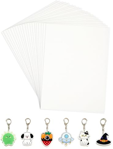 IMALPQPP Set de 20 Feuilles de Plastique Fou A4 – Plastique fou imprimable mat transparent, papier fou pour loisirs créatifs, shrink plastic pour projets DIY