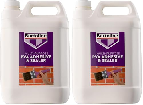 Bartoline PVA Glue Adhesive & Sealer 5L - Multi-Purpose Primer, Adhesive, and Sealer for Concrete, Wood, Tiles, Fabric, and More, Dust-Proofing, Bonding & Sealing (Pack of 2)